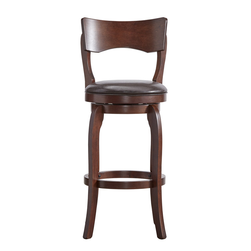 Villers Swivel Upholstered Counter Stool with Solid Wood Frame, Brown, Bar Stool (29” Seat Height)