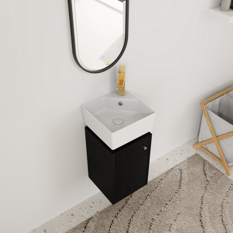 Meuble-lavabo simple 12 po avec comptoir en céramique 12 po