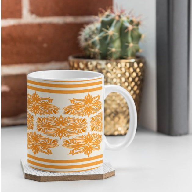 Grande tasse à café florale tribal
