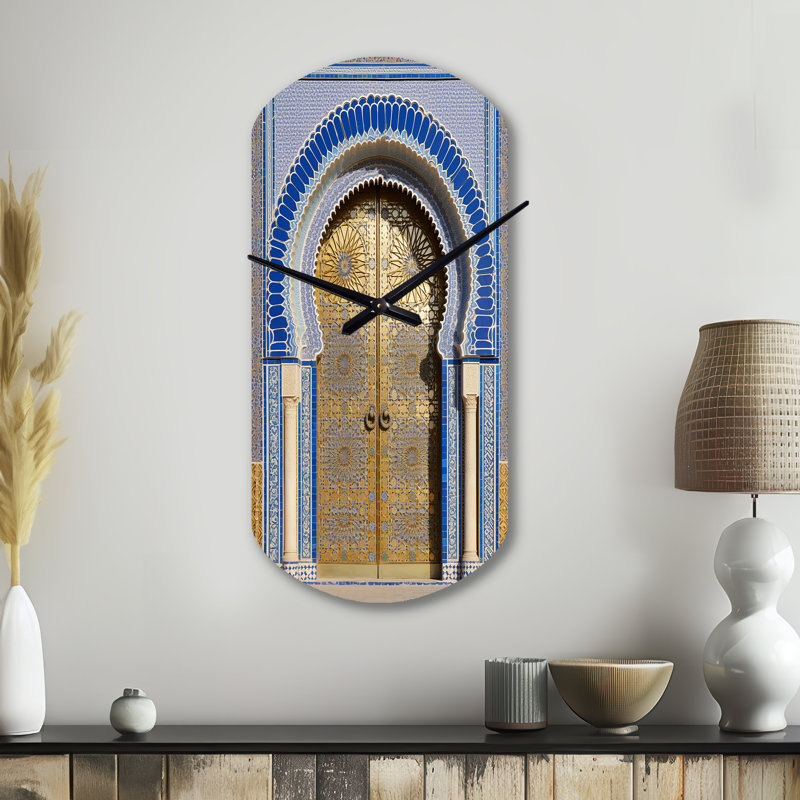 Horloge murale en métal, portes dorées Morrocco Palace Golden Doors I, Petit