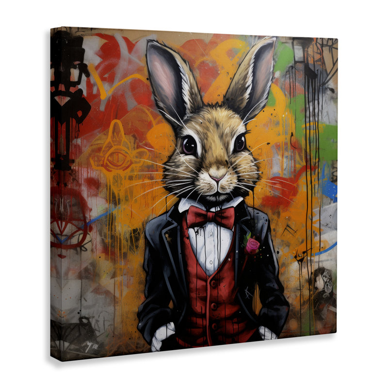 "Urban Graffiti Rabbit" par Lazar Studio, H 17 po x l 17 po