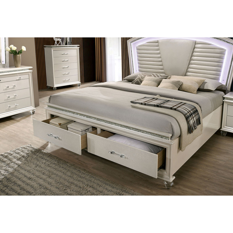 Craine Upholstered Storage Bed, King, White