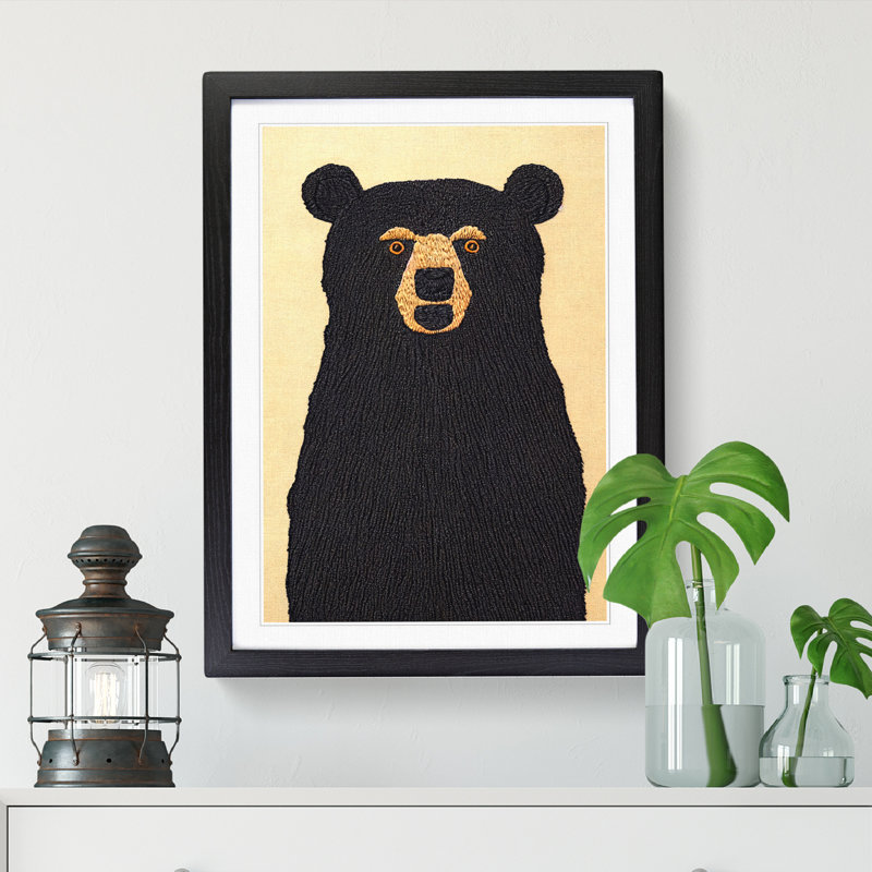 Bear Embroidery Vol.2 - Single Picture Frame Print, Black, 64cm H x 46cm W