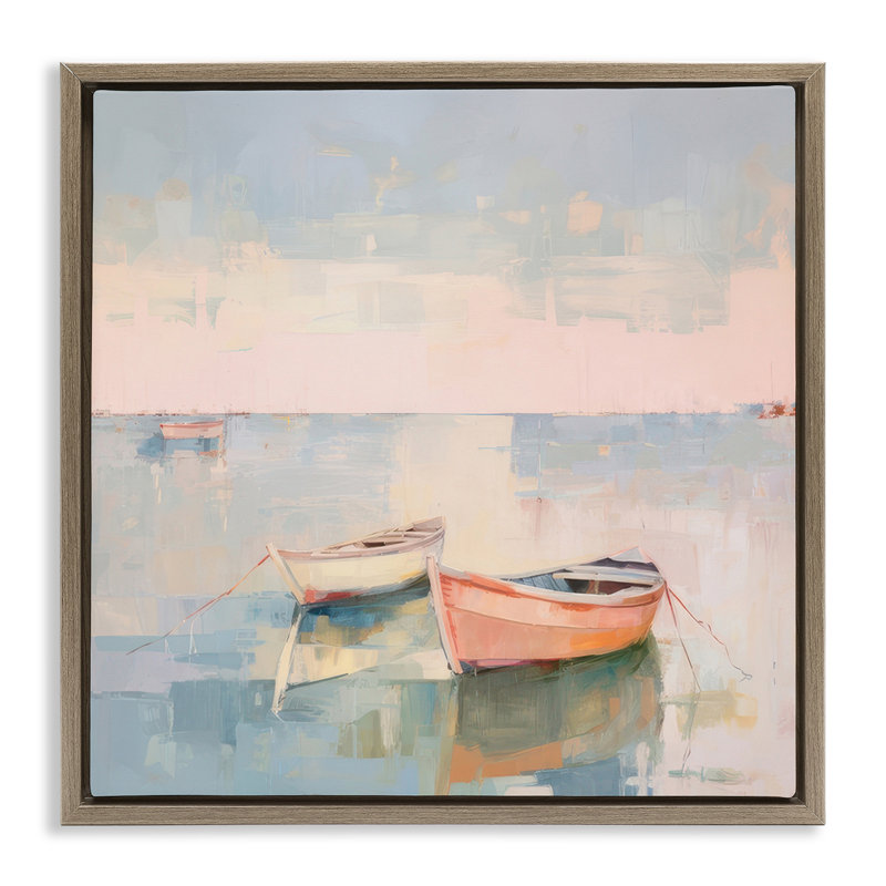 "Coastal Breeze Sail", art mural encadré par Irena Orlov, Cadre flottant orme Montalcino, H 25 po x l 25 po