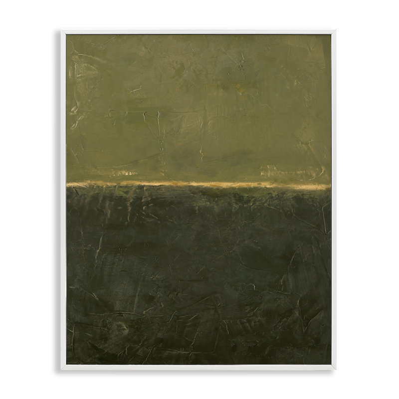 Giclée sur fond vert rustique abstrait, design par Design Fabrikken, Estampe numérique encadrée blanc bord de mer