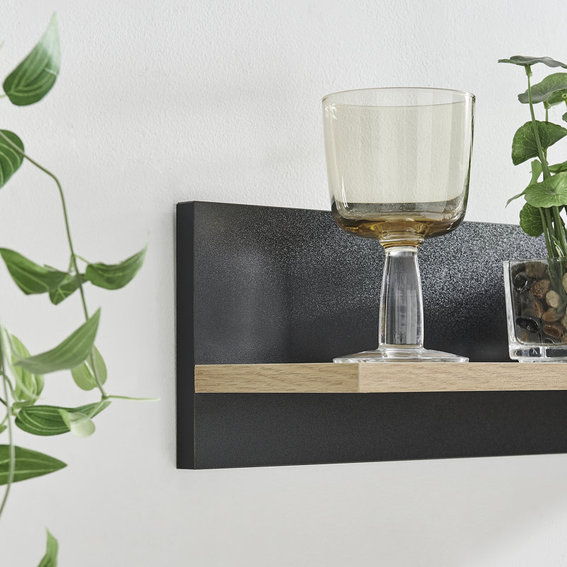 Tilden 2 Piece Picture Ledge Wall Shelf, Black/Chestnut