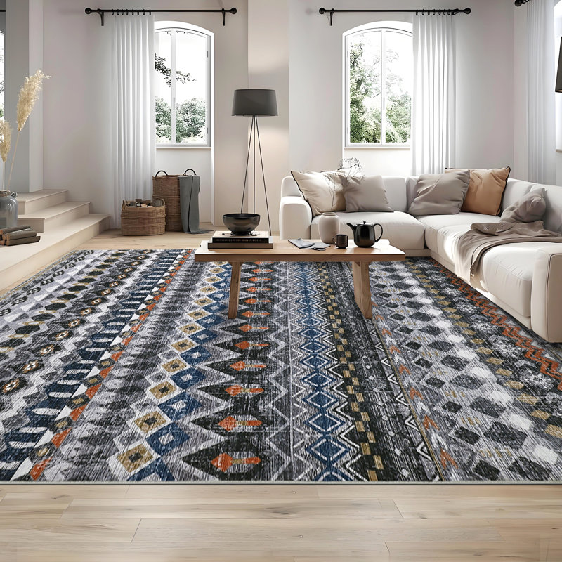 Boho Machine Washable Area Rug Non-Slip Indoor Carpet Non-Shedding Rug for Living Room Bedroom Dining Room Hallway Kitchen Office Playroom Nursery