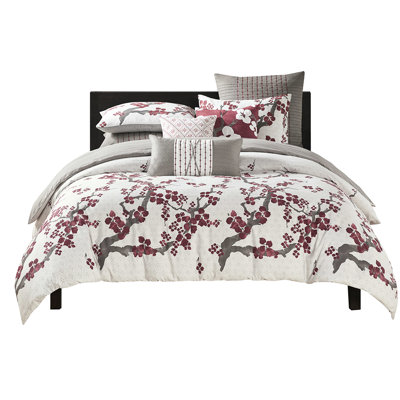 Housse de couette multi pour très grand lit - coton, boutons, accessoires assortis Coton d'inspiration mondiale, imprimé floral, fermeture à boutons, facile à nettoyer