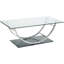Table basse rectangulaire en verre en forme de U avec une disposition ergonomique pour maximiser l'espace de travail et l'attrait esthétique dans les environnements modernes, avec une finition réfléchissante de 18 pouces de haut et un entretien facile