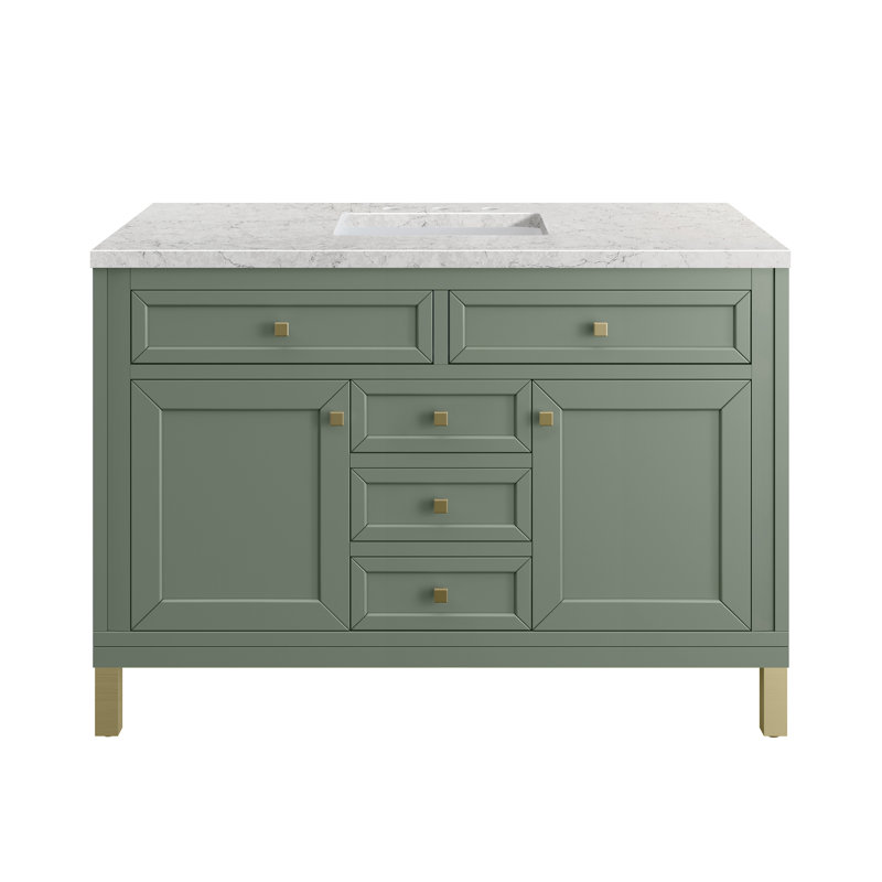 Chicago 48'' W Single Vanity, Smokey Celadon, Eternal Jasmine Pearl