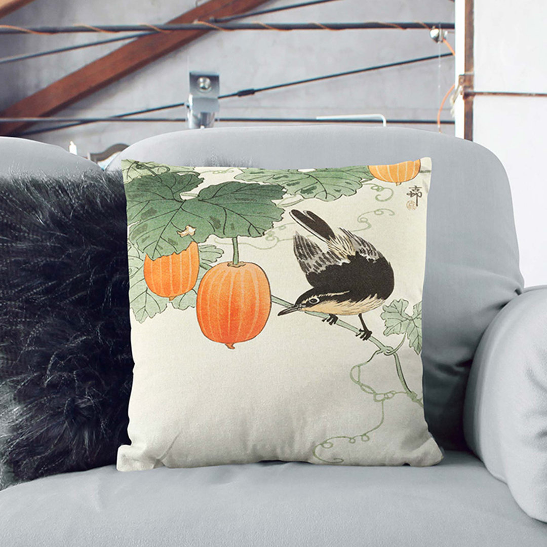 Bird upon a Branch by Ohara Koson Cushion with Filling