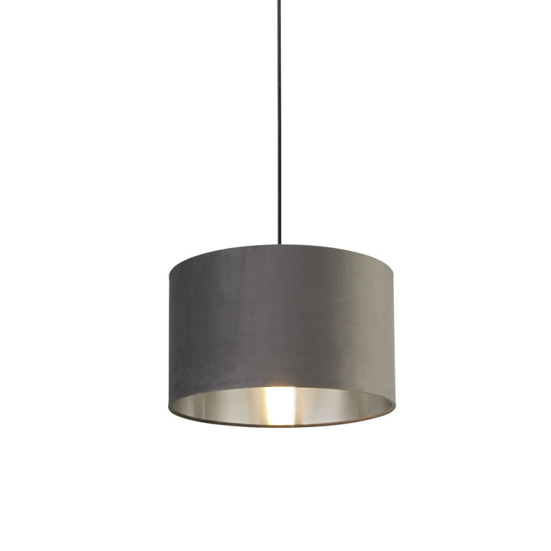 Velvet, Plastic And Mild Steel Traditional, 24 cm H x 40 cm W x 40cm D, Dark Grey/Brushed Silver