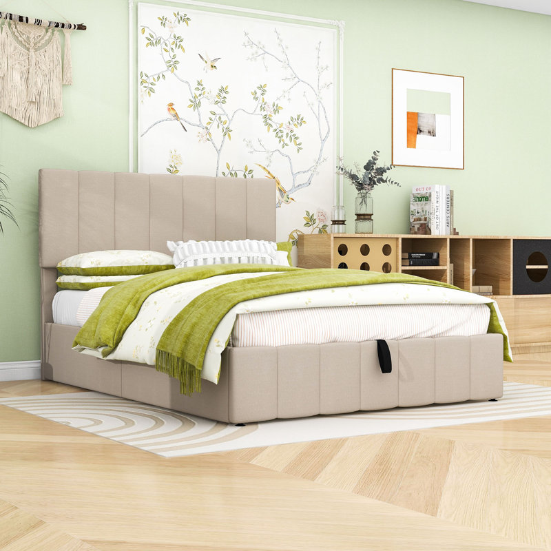 Full Size Hydraulic Storage Upholstered Platform Bed with Sturdy Frame