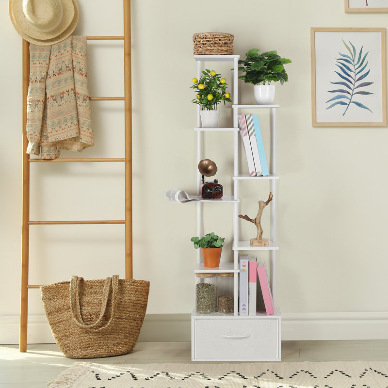 Bibliothèque étroite pour espaces restreints - Petite bibliothèque avec tiroirs 4 niveaux