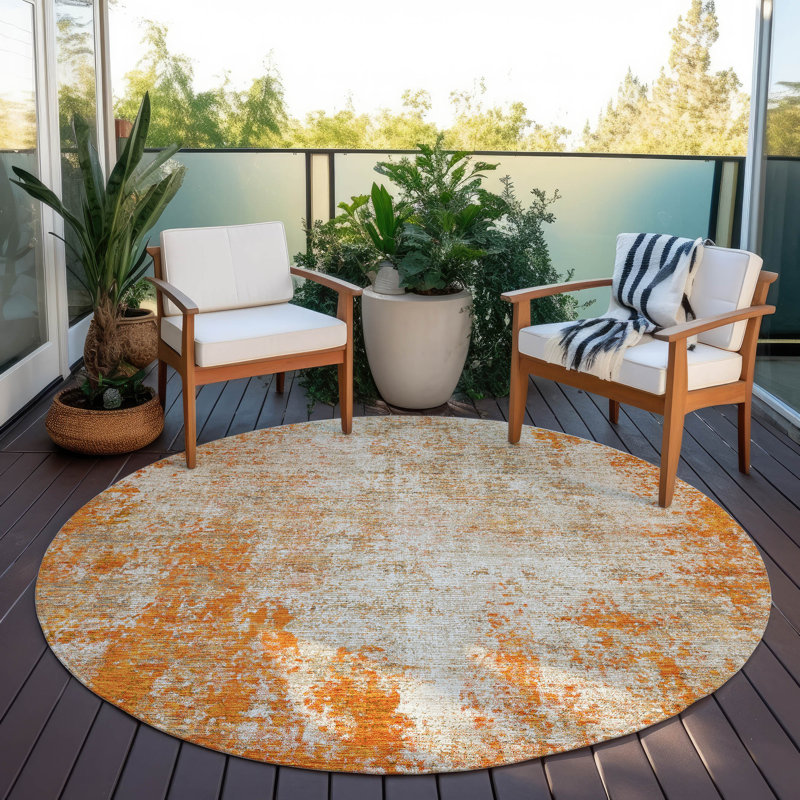 Tapis rectangulaire Aleighna avec envers antidérapant, Rond 8 pi