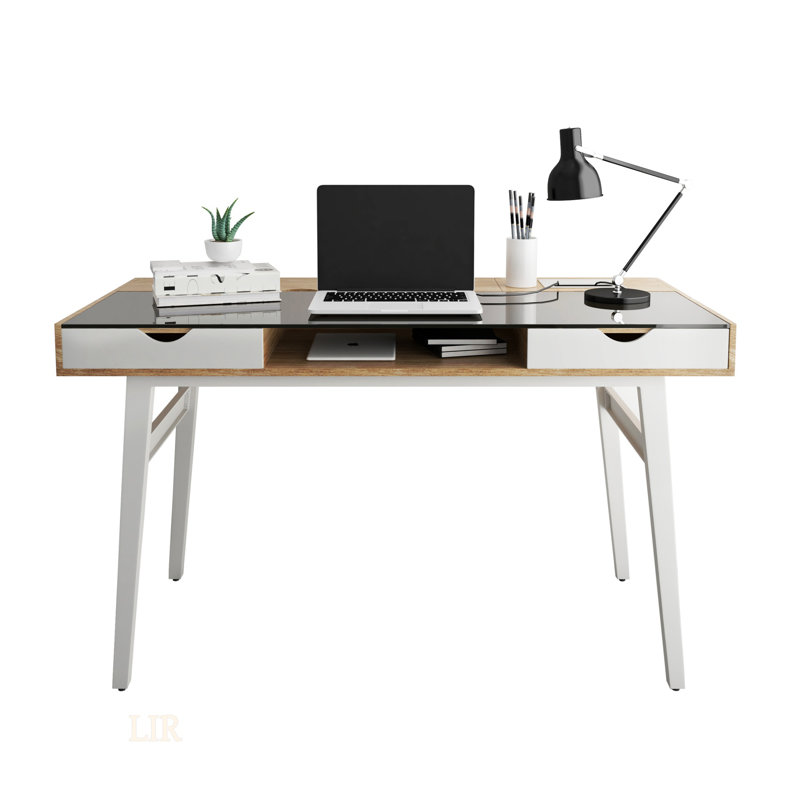 Techni Mobili Compact Computer Desk With Multiple Storage, Cable Management, And Spacious Work Surface For Modern Offices