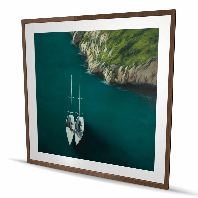 «Smooth nauting - Sea Scenic», reproduction encadrée avec passe-partout | Décoration intérieure, H 48 po x l 48 po, Brun