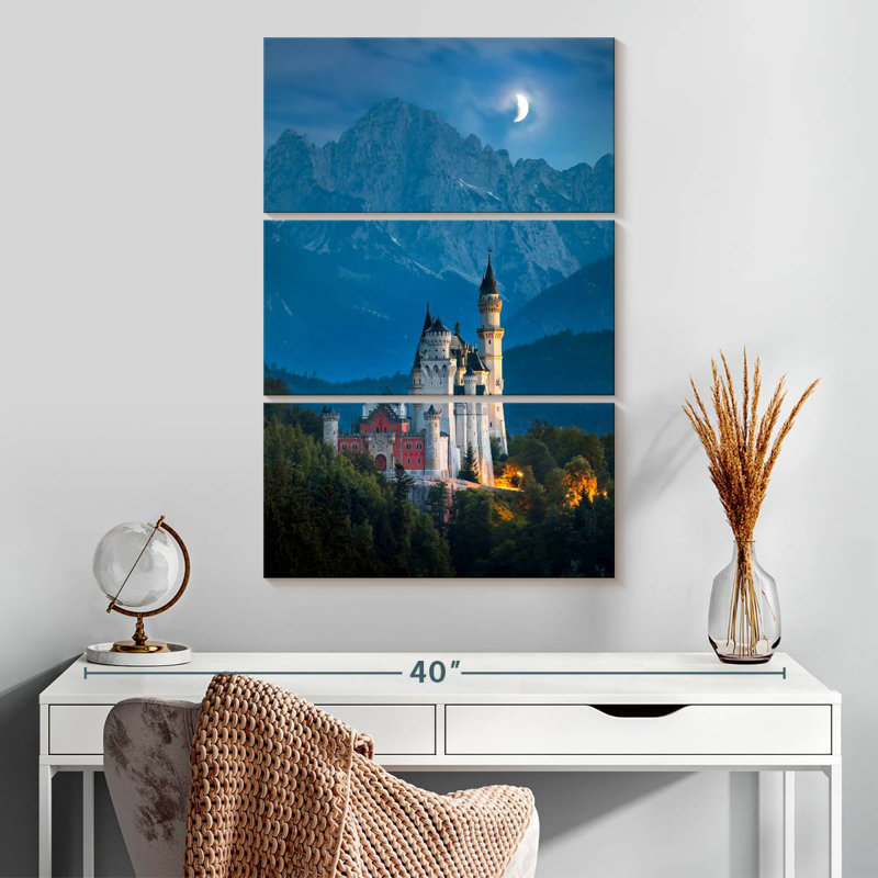 Neuschwanstein Castle At Night, 32" H x 20" W