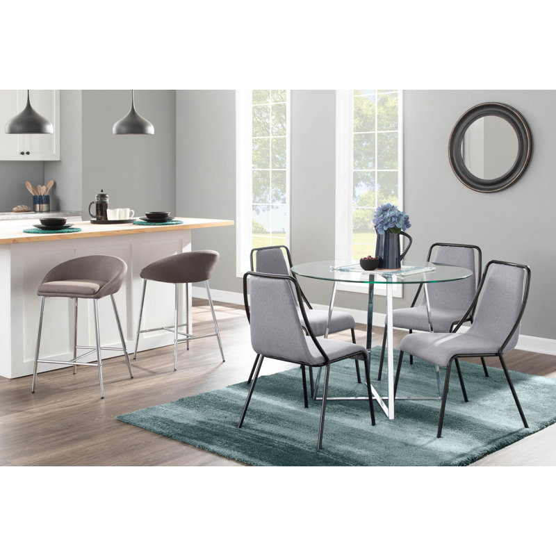Tabourets de comptoir à hauteur fixe 25,75 po Maddison Brielle, Polyester gris / cadre chromé