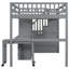 Lit mezzanine double pour et adolescents - Gris. Comprend des escaliers, une bibliothèque, des tiroirs et une armoire de bureau. Fabriqué en bois de pin massif et Pièce de chambre peu encombrante incluse-1271163259-1271163257