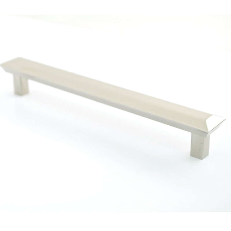 Beveled 6" Center to Center Bar Pull, Satin Nickel