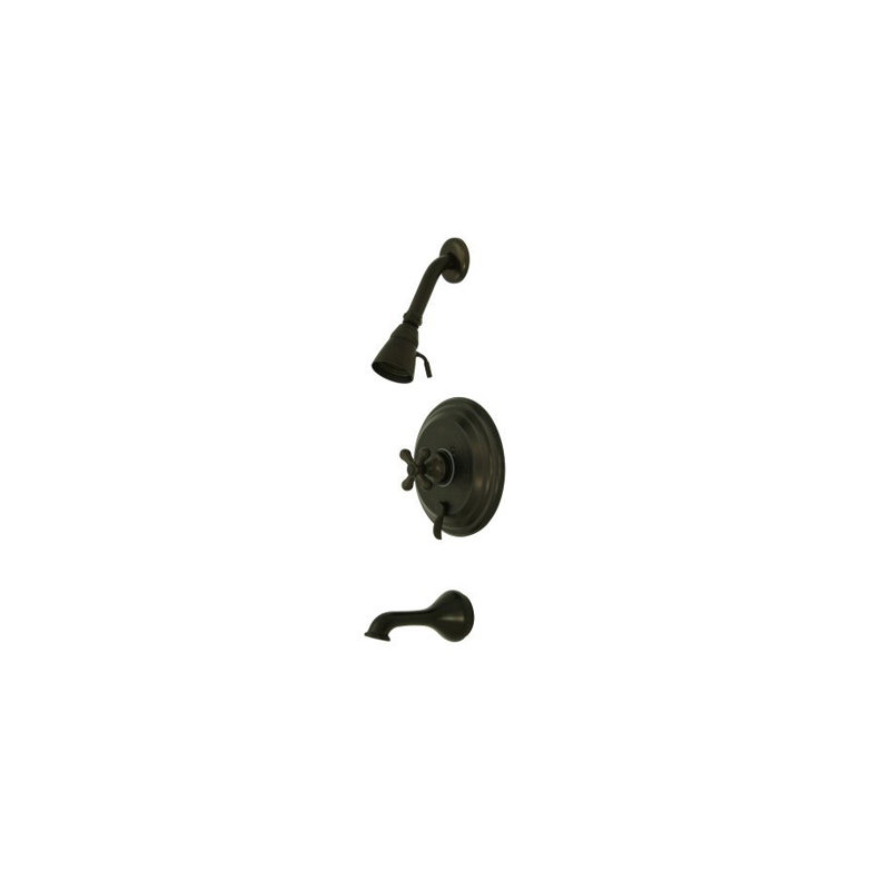 Heritage Pressure Balanced Dual Function Tub and Shower Faucet with Metal Cross Handles, Oil Rubbed Bronze