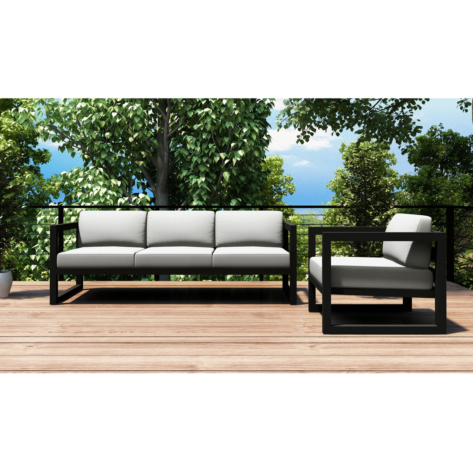 Smith 4-Person Patio Seating Group, Canvas Natural, Slate