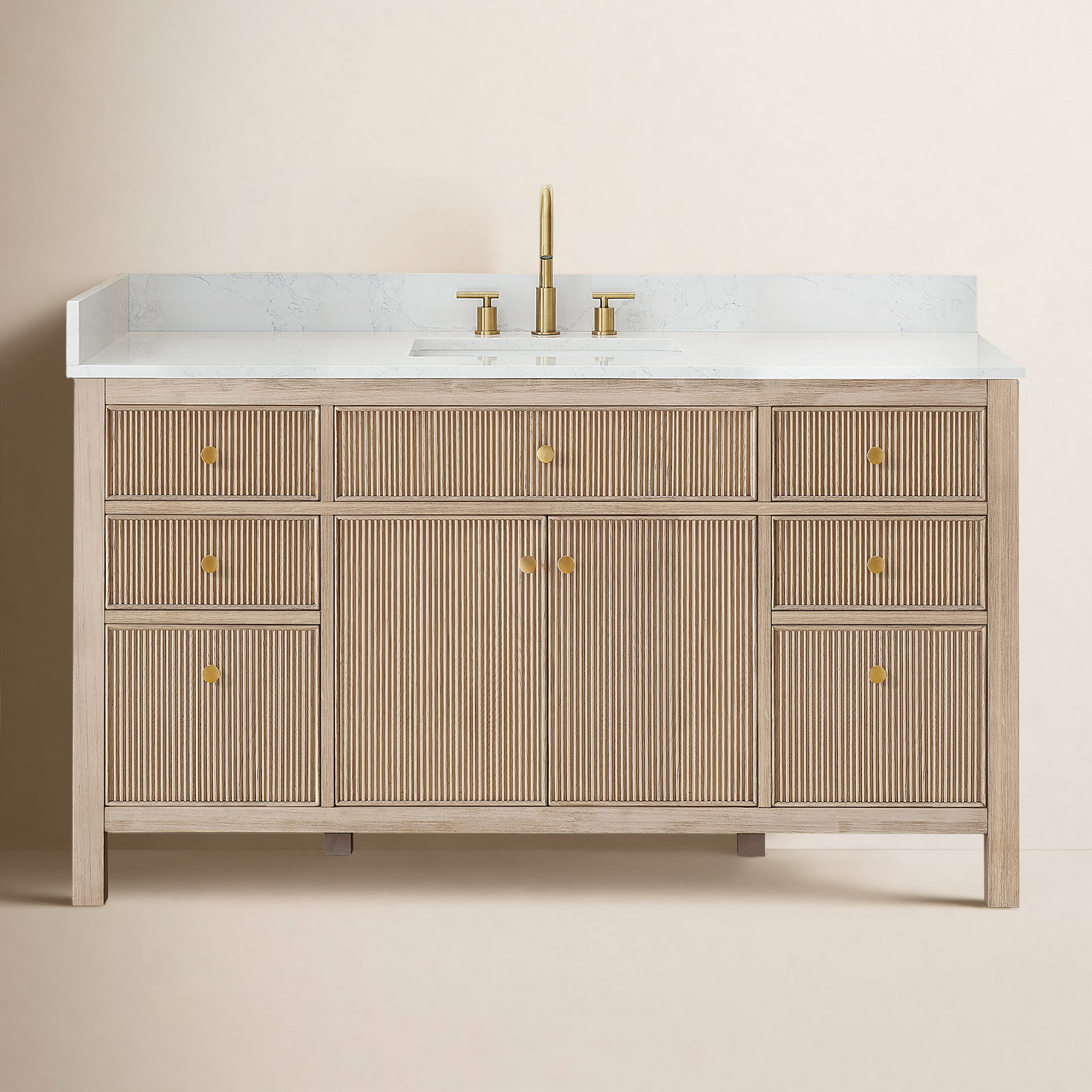 Lala 60" Single Bathroom Vanity, Nature Oak