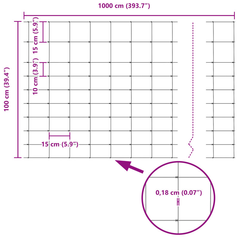 Field Fence Galvanised Steel, 100cm H x 1000cm W