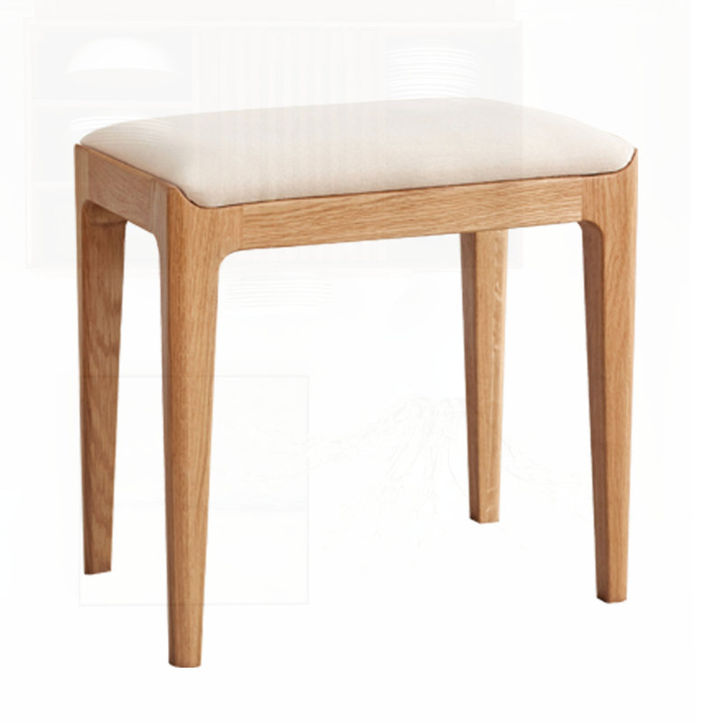 Tabouret de coiffeuse en chêne rouge massif, Naturel
