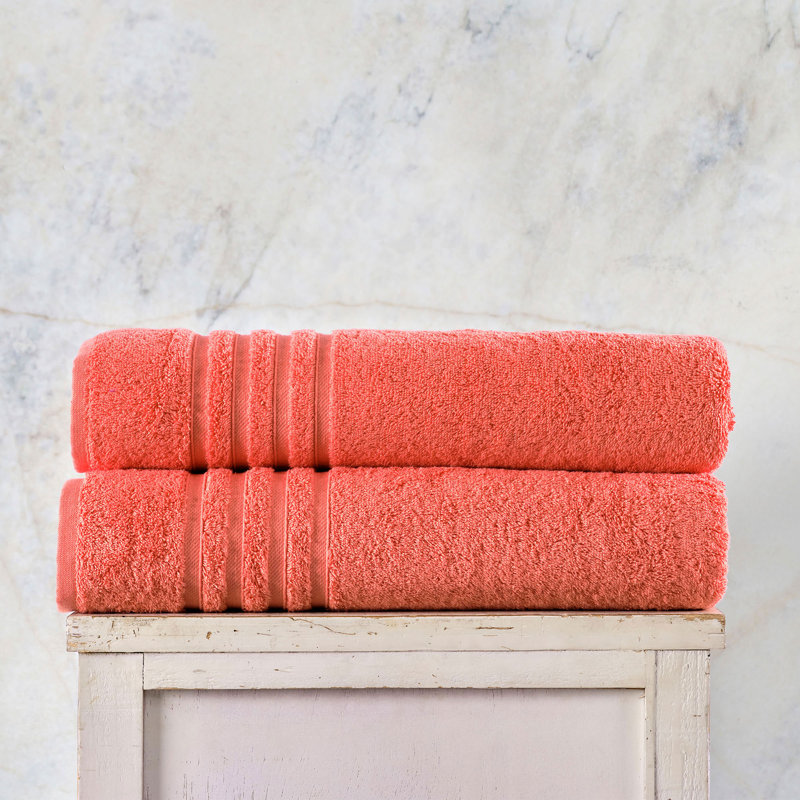 Ensemble de 2 draps de bain géants 100% coton, surdimensionnés et absorbants, Orange