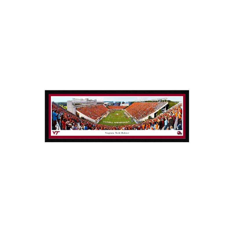 Impression panoramique de Virginia Tech Football, H 15,5 po x l 42 po x P 1,38 po, Cadre noir