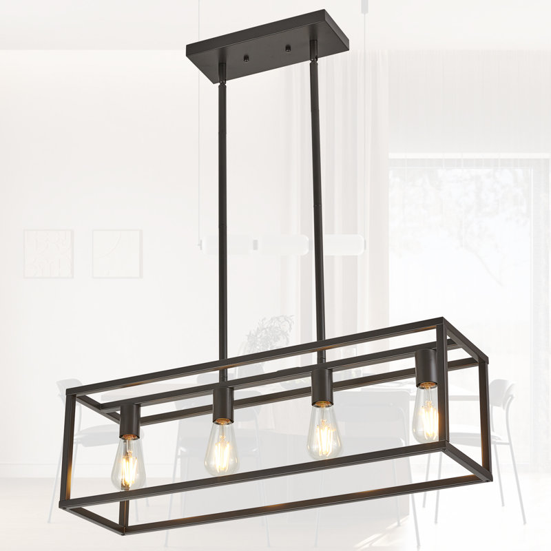 Bigyan 4 Light Kitchen Island Linear Pendant Lights, Oil Rubbed Bronze