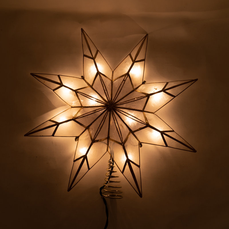 10-Light 8-Point Capiz Star Tree Topper