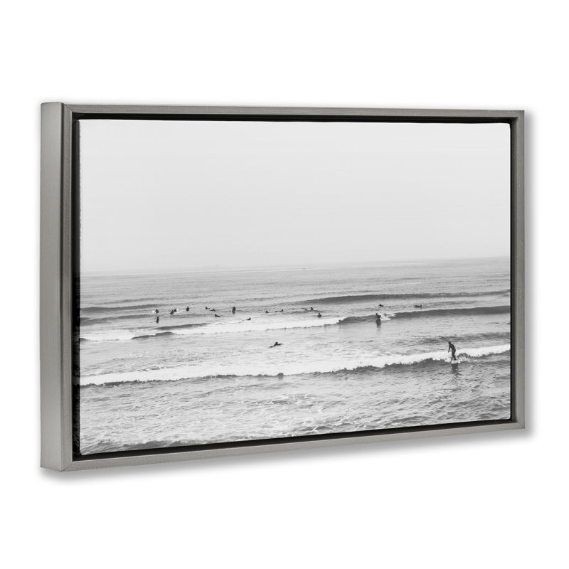 Cadre flottant Surfers Rider Waves, Cadre flottant gris lustré, H 17 po x l 25 po