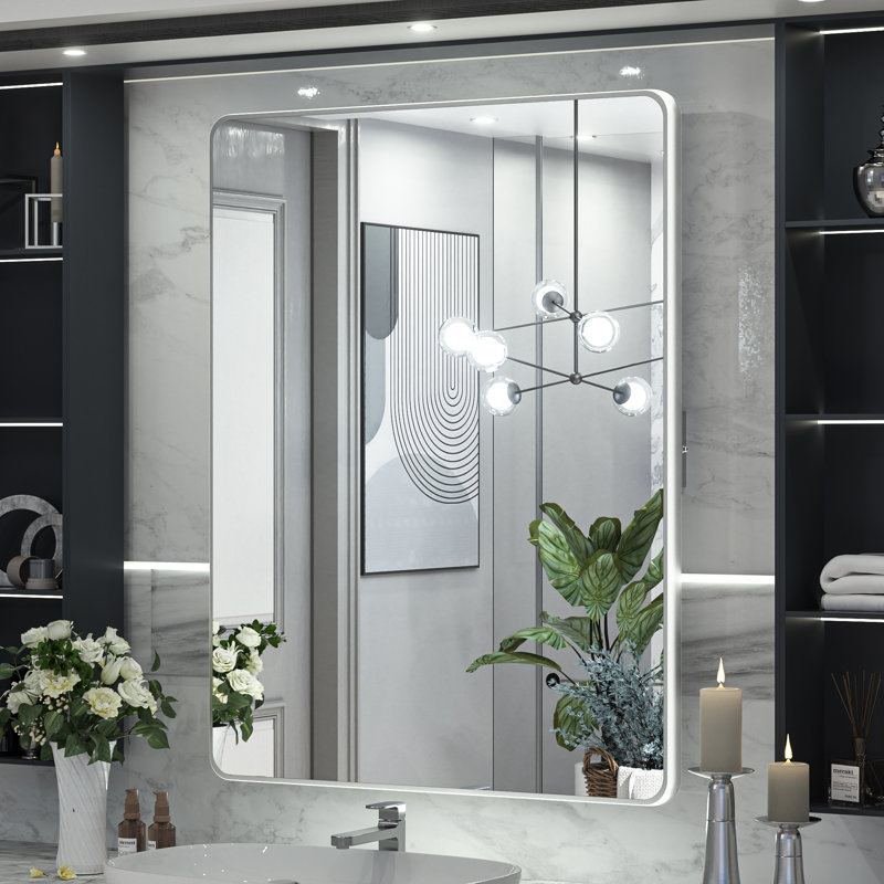 Miroir de salle de bain Myleesha, 40 po x 30 po, Argent