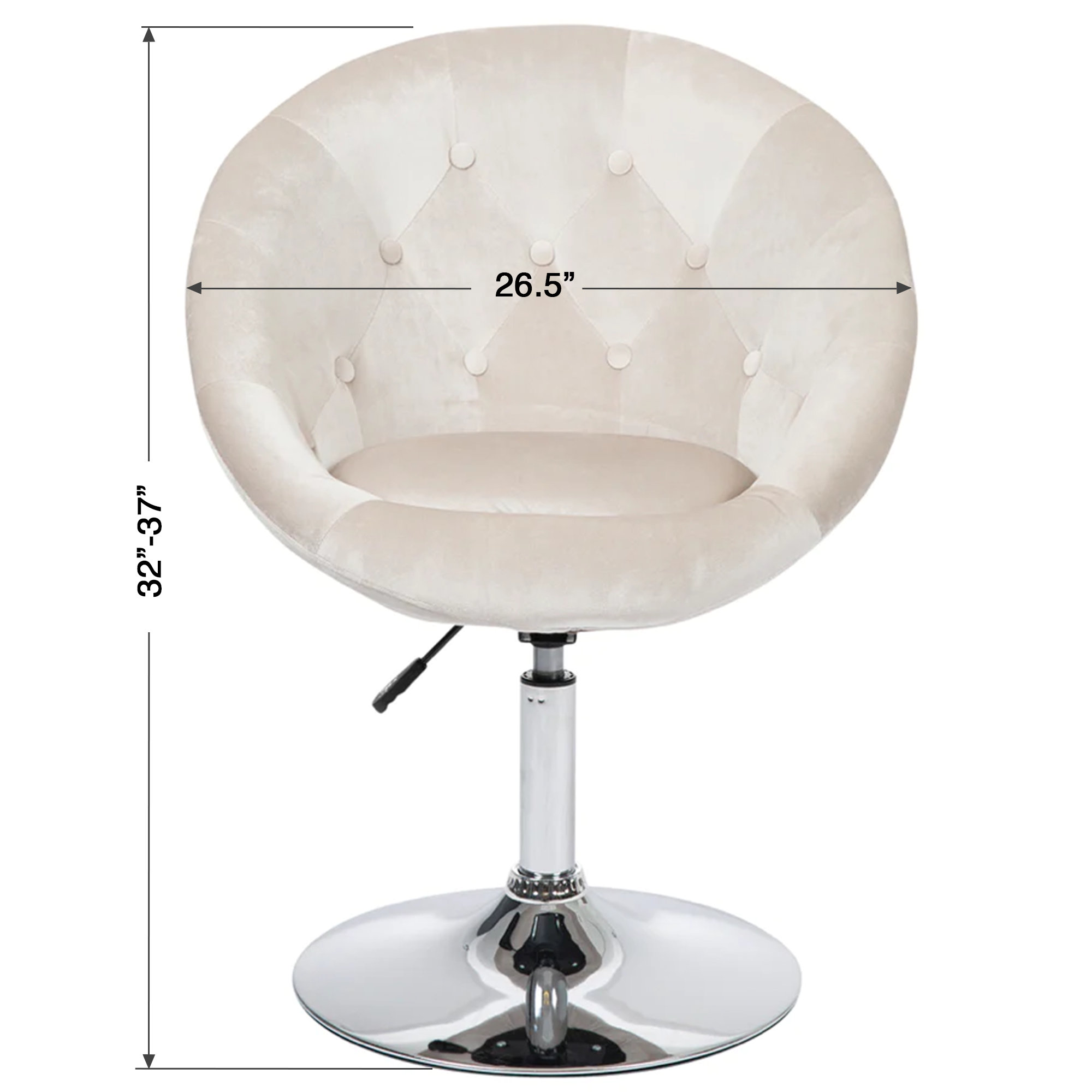Giselle Antoinette Round Tufted Vanity Chair with 360 Degree Swivel and Stainless Steel Flat Base Mercer41 Upholstery Color Ivory