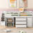 Jesska Low Loft Bed with Freestanding Desk, Storage Stairs, Dresser and Bookcase-459839837-459839827