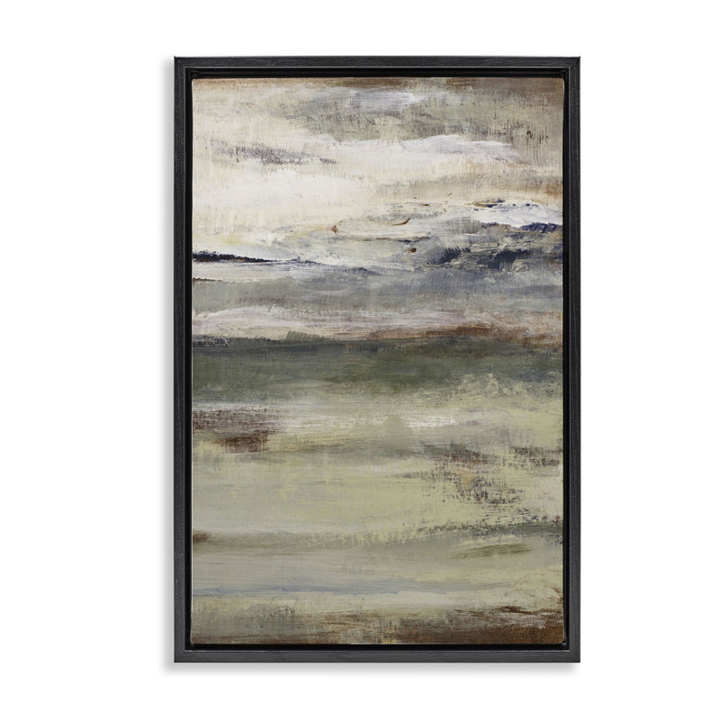 Cadre flottant Earthy Abstract Layers, design par Lanie Loreth, Cadre flottant noir de jais, H 25 po x l 17 po