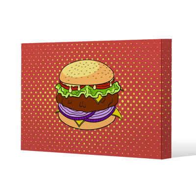 The Pop Art Illustration Of Burger Canvas Print by Andrew Lee - Wrapped Canvas Print