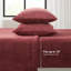 Drap-housse pour grand lit 4 pièces bourgogne, 100% velours, avec drap plat, 2 taies d'oreiller ajustées, élastique pour matelas de 16 po, couleur douce et douillette, brossé des deux côtés
