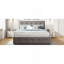 Lit plateforme tapissier avec 2 tiroirs et 1 lit gigogne simple TG, tissu de lin, grand lit - gris clair