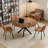 47.2" Solid Wood Round Dining Kitchen Table For 4-6 People With Intersecting Pedestal Base-98405877-98405876