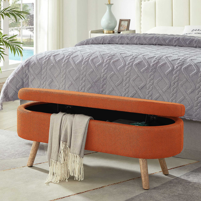 Banc de rangement avec repose-pieds ovale Luxury, Orange