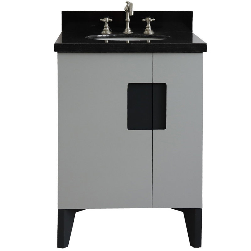 Ensemble de meuble-lavabo simple 25 po, Noir, Gris clair