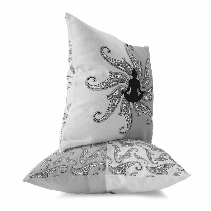 Coussin Mystic Silence Broadcloth, H 26 po x l 26 po, Argent / gris / foncé
