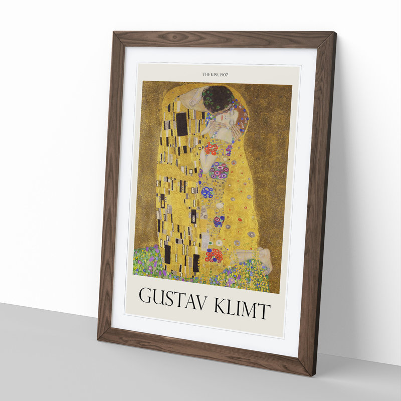 The Kiss Vol.2 by Gustav Klimt - Picture Frame Painting, 65cm H x 48cm W x 2cm D, Walnut Framed