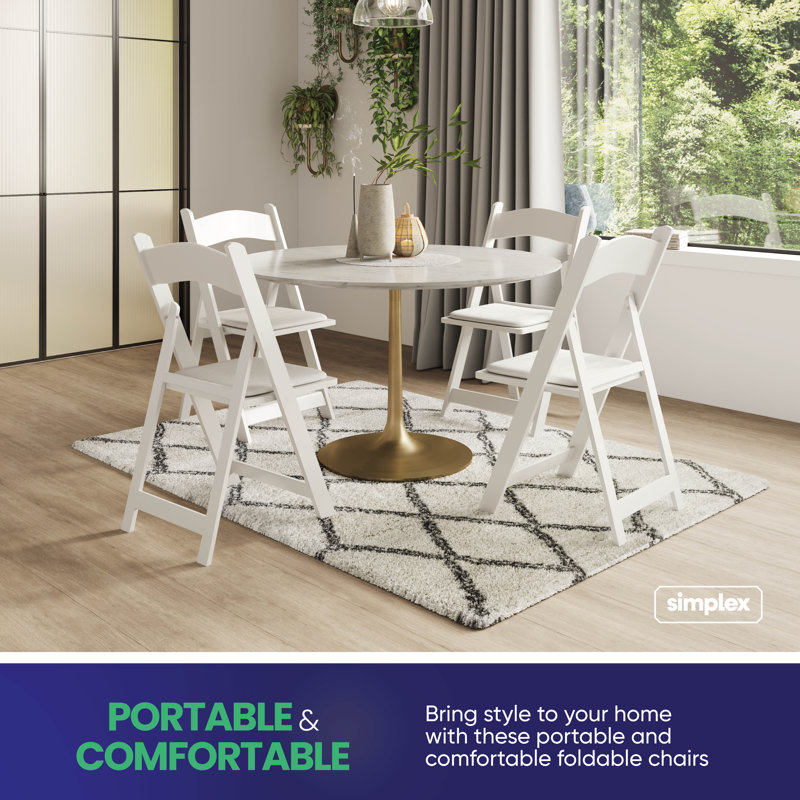 Comfortable Cushion Padded Stackable Folding Chair Folding Chair Set, 4 Pack