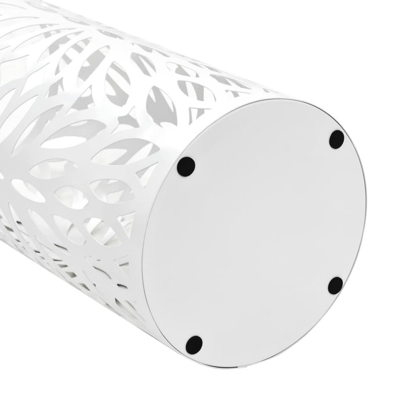 Porte-parapluies feuilles acier blanc