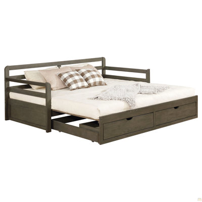 Grey 2-drawer Daybed with Extension Trundle